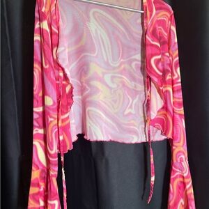 SHEIN Pink and Yellow Swirl Blouse